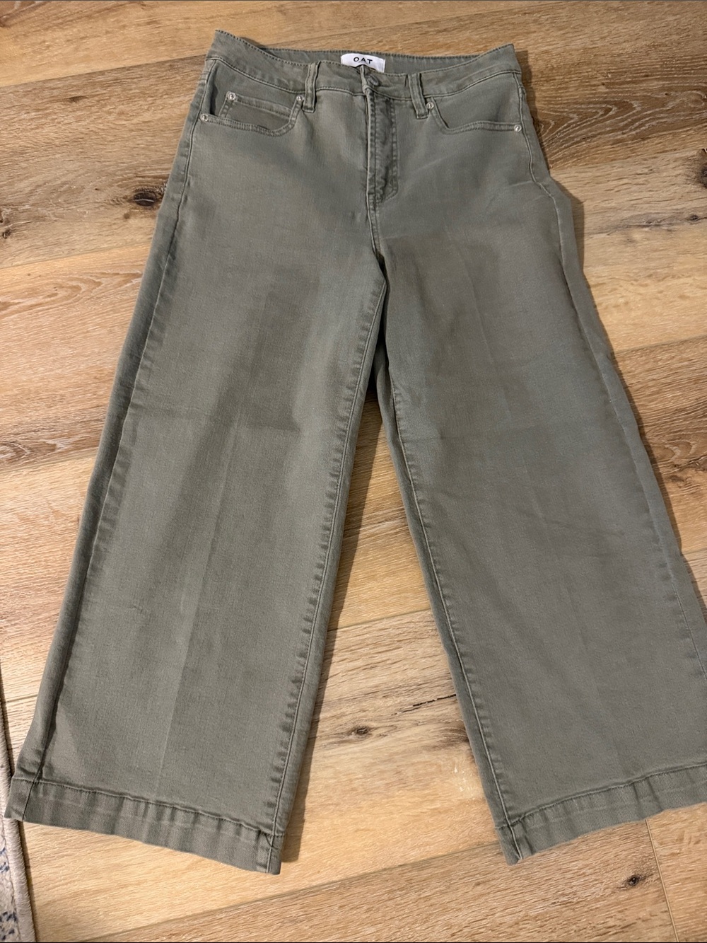 Oat New York Olive Green Wide-Leg Jeans
